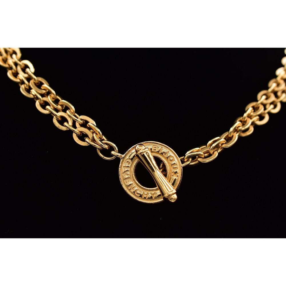 Givenchy Vintage Logo Choker Necklace Collar Toggle Multi-Chain Signed 80s Bin2